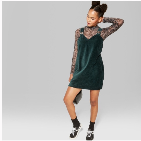 Wild Fable Dark Green Corduroy Mini Dress - Picture 2 of 9